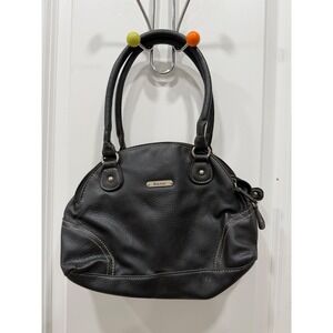 KOLTOV Black Faux Leather Satchel Handbag Shoulder Bag Purse‎